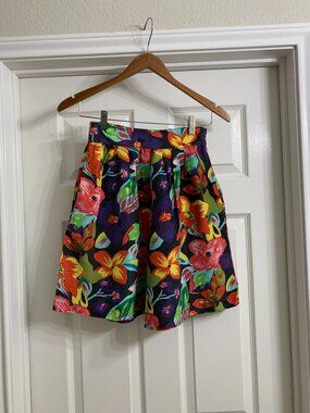 IOIO Design Women's Multi-Color Floral Silk Shorts, Size Small